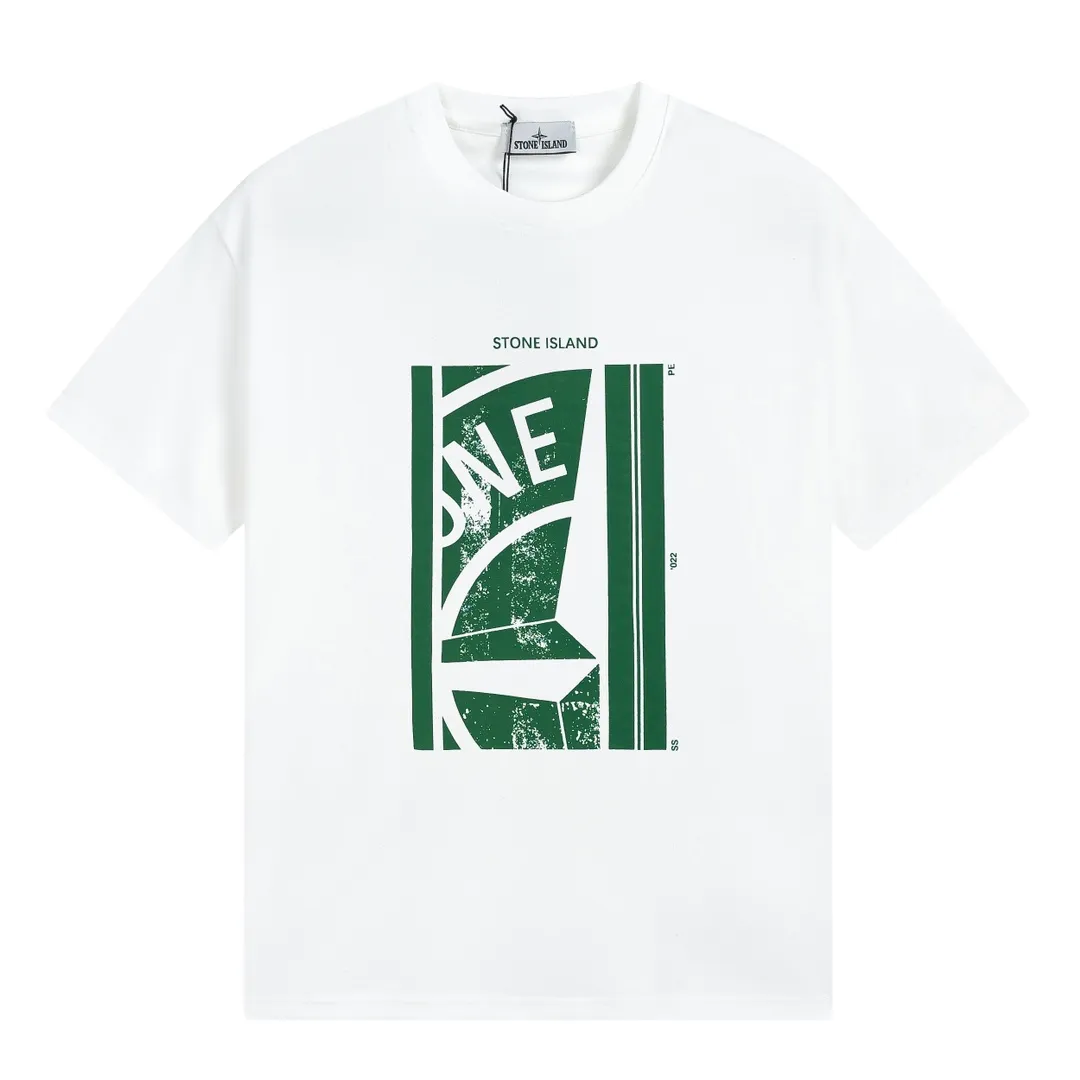 W627#P110💰 [Stone lsland/Stone Island summer new short-sleeved T-shirt with broken printed pattern on the chest] ⚠️[Original creation with high control of details] - Made of 260 grams of combed cotton with 32-count double yarn, soft and comfortable to the touch, sweat-absorbent and breathable. - Simple, basic and versatile style, original quality, the first choice for couples. - Made in a large factory, four needles and five threads on the shoulder, neatly arranged, high quality workmanship. - Same style for men and women. Very versatile, one piece for everyone, details are clearly visible. Color: Black White Size: M L